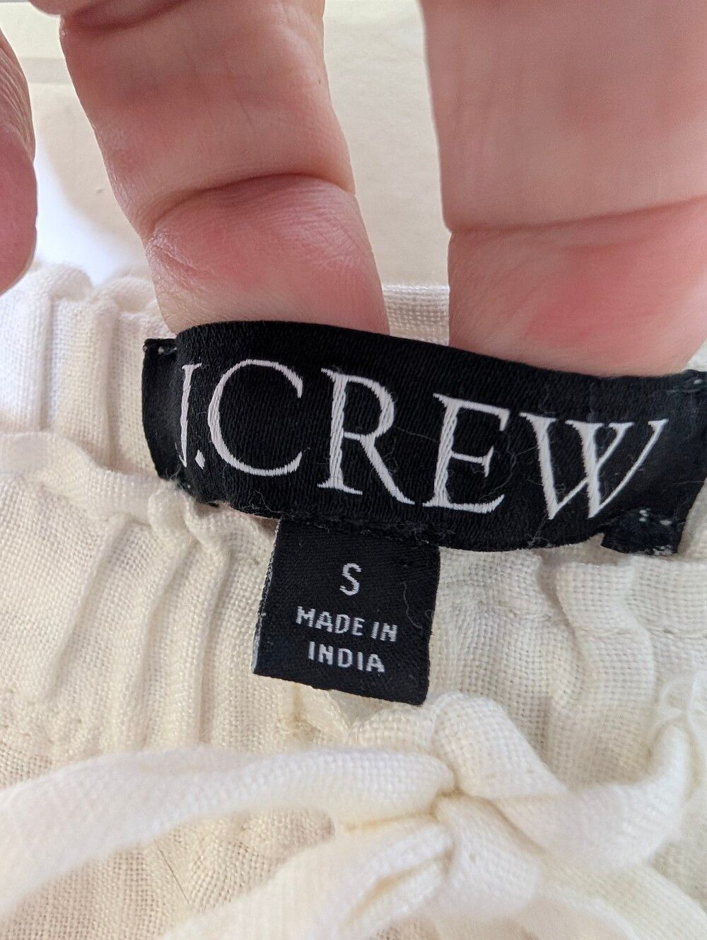 J.Crew Linen Wide Leg Crop Pants Ivory Drawstring Pull On Coastal S Euro Summer - Picture 3 of 5